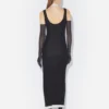 Das schwarze drapierte Doppelkleid