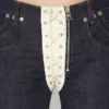 Die kontrastreiche Denim-Jeans mit Schnürung Die kontrastreiche Denim-Jeans mit Schnürung