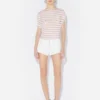 Die weißen Jeans-Shorts mit Knöpfen Die weißen Jeans-Shorts mit Knöpfen